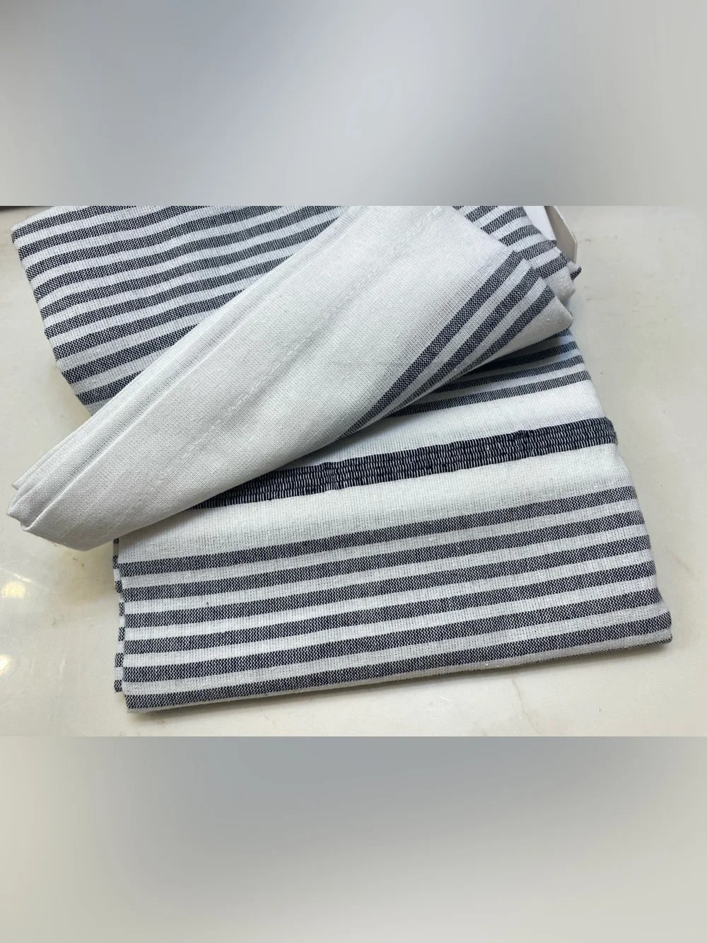 Madison Studio ❤️Stripe Shower Curtain 72”x72” Gray & White NWT